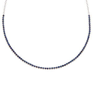 Sapphire Blue Diamond Sapphire Tennis Necklace 14K - Adina Eden's Jewels