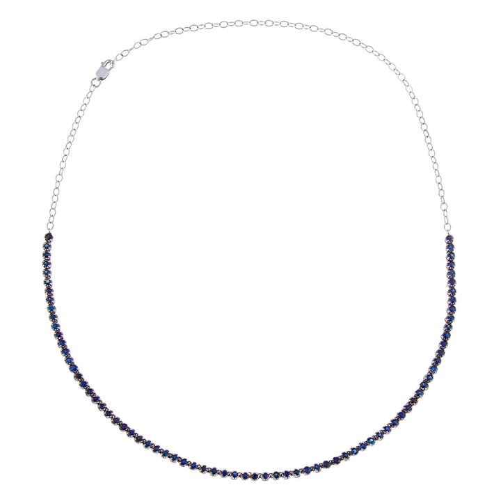 Diamond Sapphire Tennis Necklace 14K - Adina Eden's Jewels