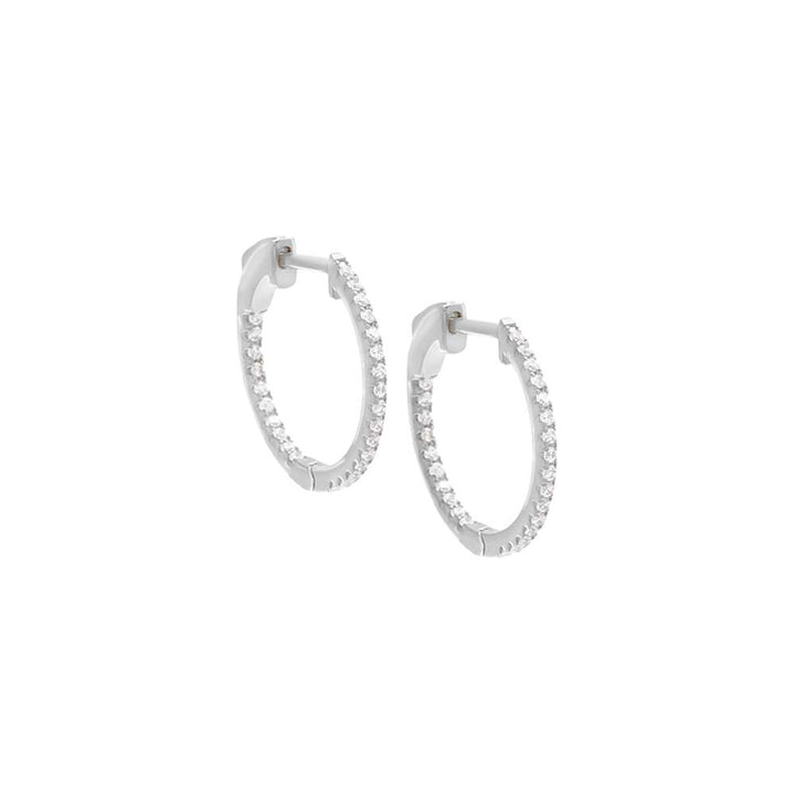 Silver / 16 MM Pavé Round Hoop Earring - Adina Eden's Jewels