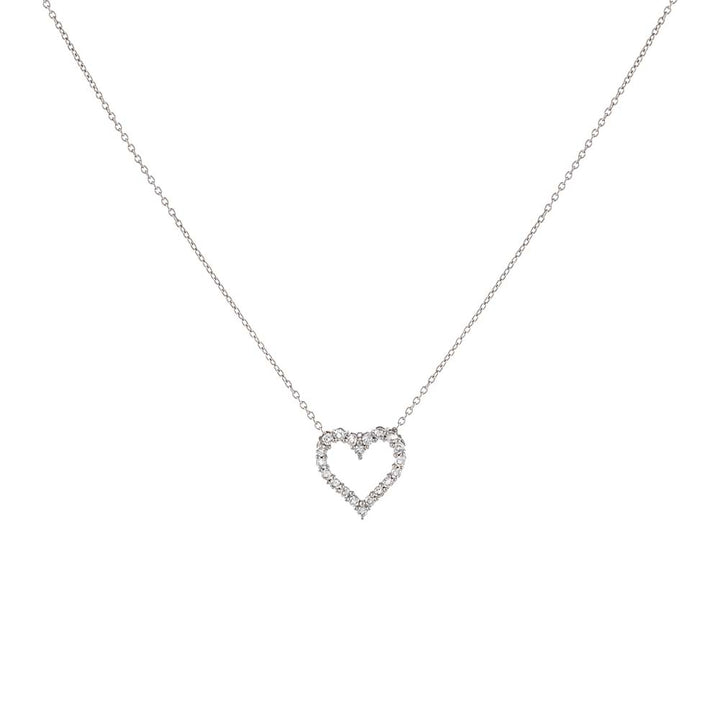14K White Gold Classic Diamond Heart Necklace 14K - Adina Eden's Jewels