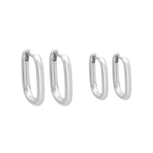 Silver The Solid Double Link Huggie Combo Set - Adina Eden's Jewels