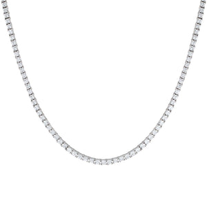 Silver / 22" / 3 MM Men's Princess Cut Tennis Necklace - Adina Eden's Jewels