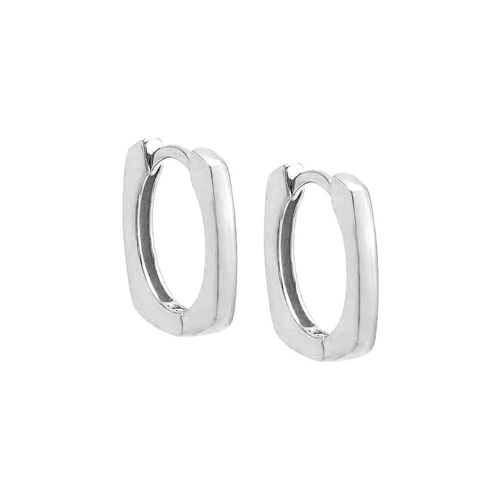 Silver / Pair Thin Solid Square Huggie Earring - Adina Eden's Jewels