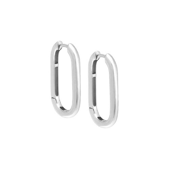 Silver / Pair Solid Large Link Hoop Earring - Adina Eden's Jewels