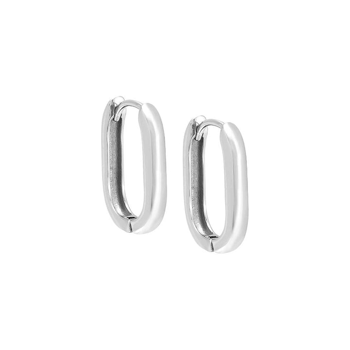 Silver / Pair Solid Thick Link Hoop Earring - Adina Eden's Jewels