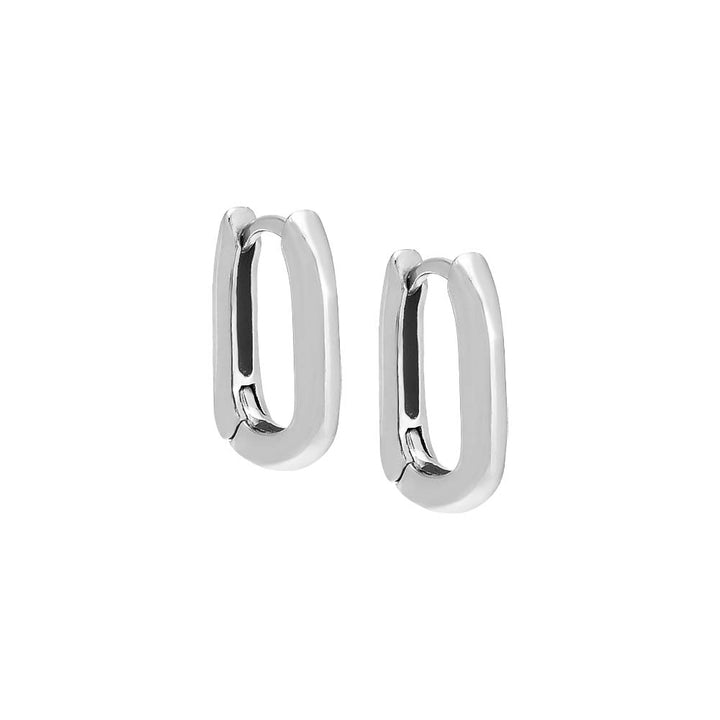 Silver / Pair Solid U-Shape Link Huggie Earring - Adina Eden's Jewels