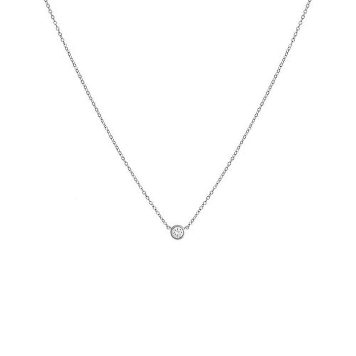 Silver Colored Mini Solitaire Bezel Necklace - Adina Eden's Jewels