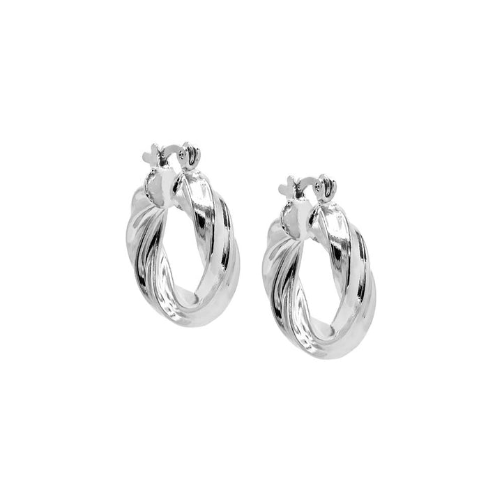 Silver / 20MM Adina Eden's Chunky Hollow Twisted Hoop Earring - Adina Eden's Jewels