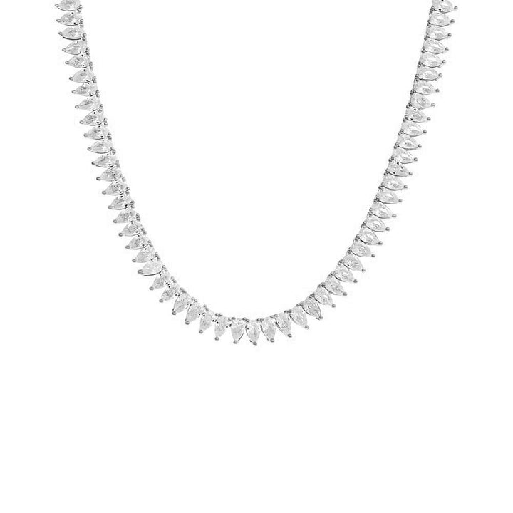 Silver Pear Shaped Tennis Necklace - Adina Eden's Jewels