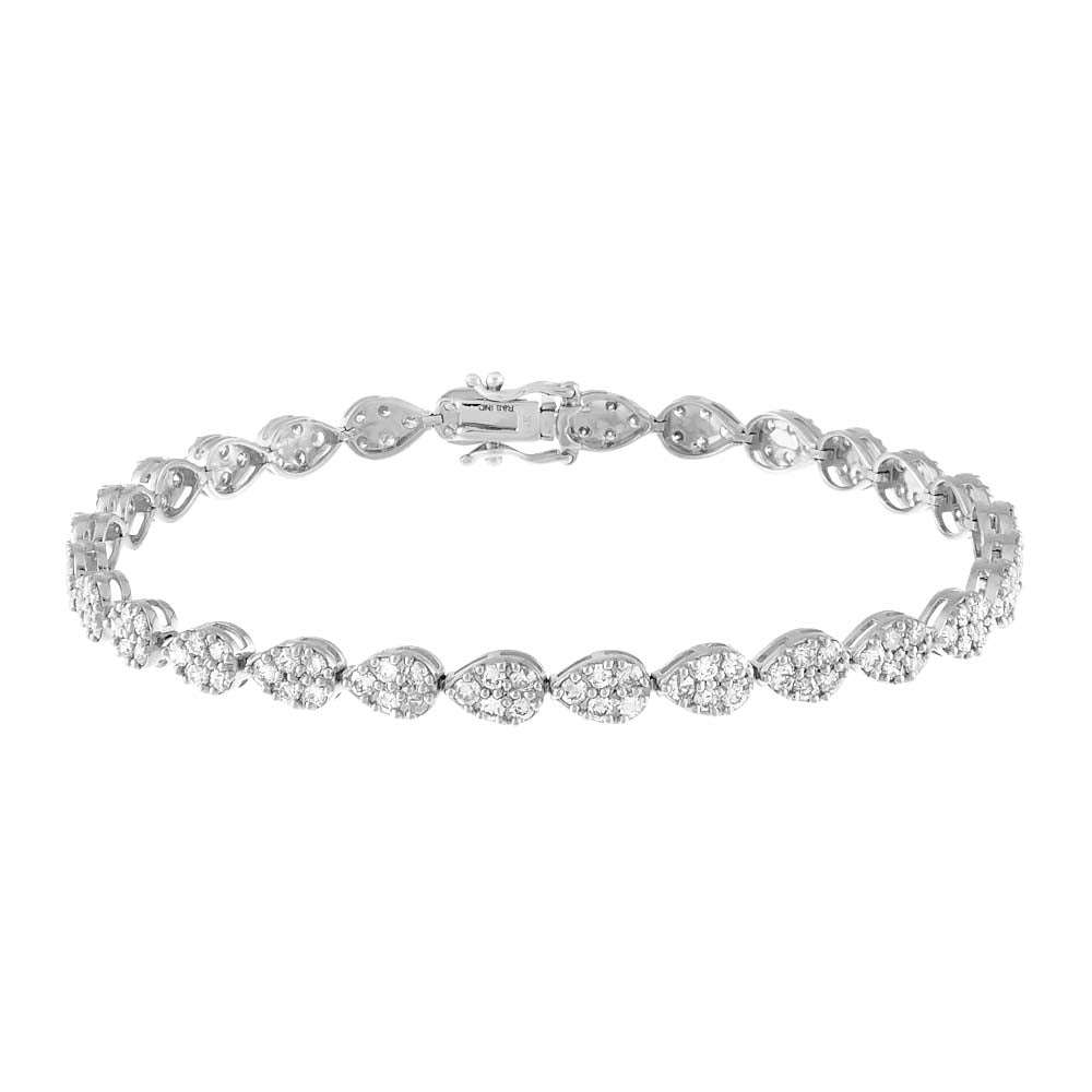 14K White Gold Pavé Teardrop Diamond Bracelet 14K - Adina Eden's Jewels