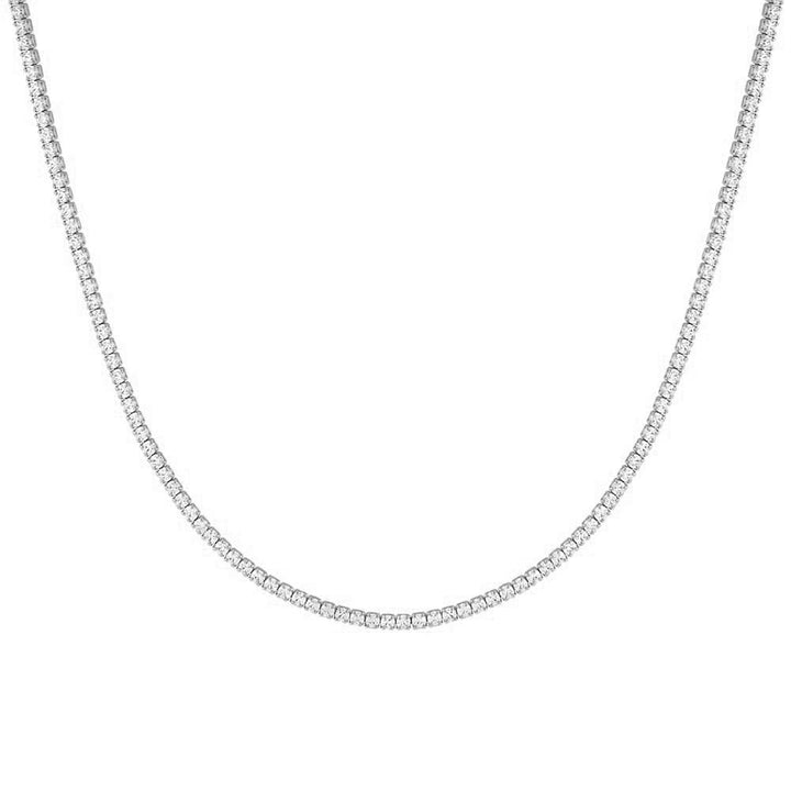 Silver / 15" Classic Thin Tennis Necklace - Adina Eden's Jewels