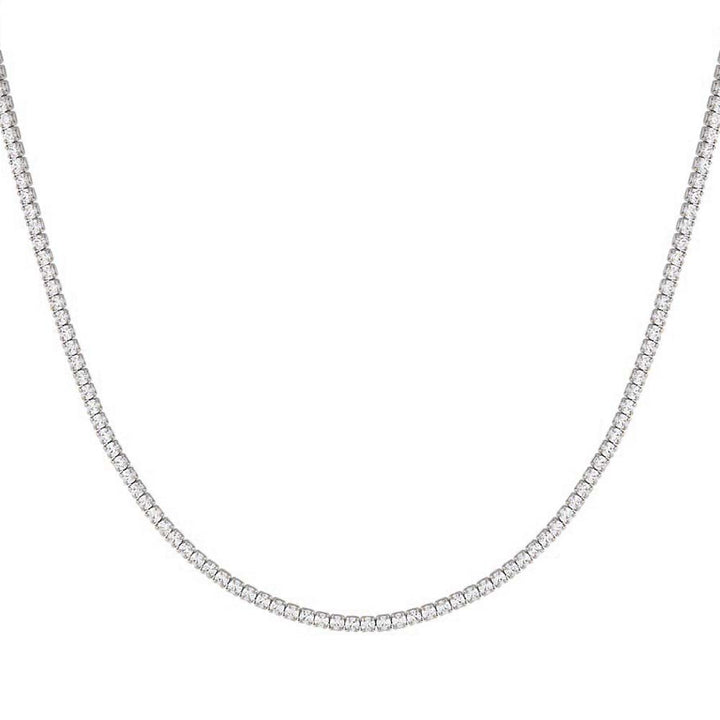 Silver / 18" Classic Thin Tennis Necklace - Adina Eden's Jewels