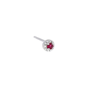 Magenta / Single Diamond Mini Colored Stud Earring 14K - Adina Eden's Jewels
