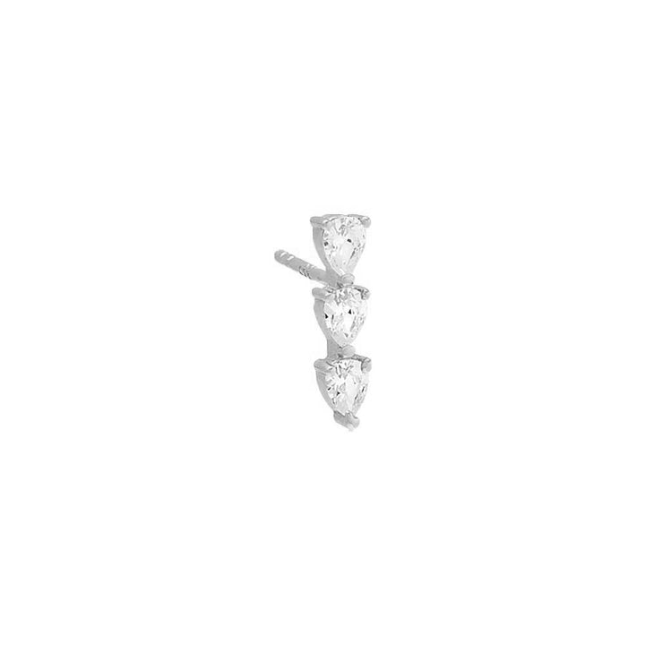 Silver / Single Triple Teardrop Bar Stud Earring - Adina Eden's Jewels