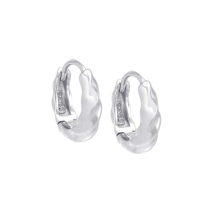 Silver / Pair Mini Chunky Graduated Twist Huggie Earring - Adina Eden's Jewels