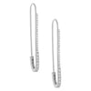 Silver Pavé Thin Safety Pin Drop Earring - Adina Eden's Jewels