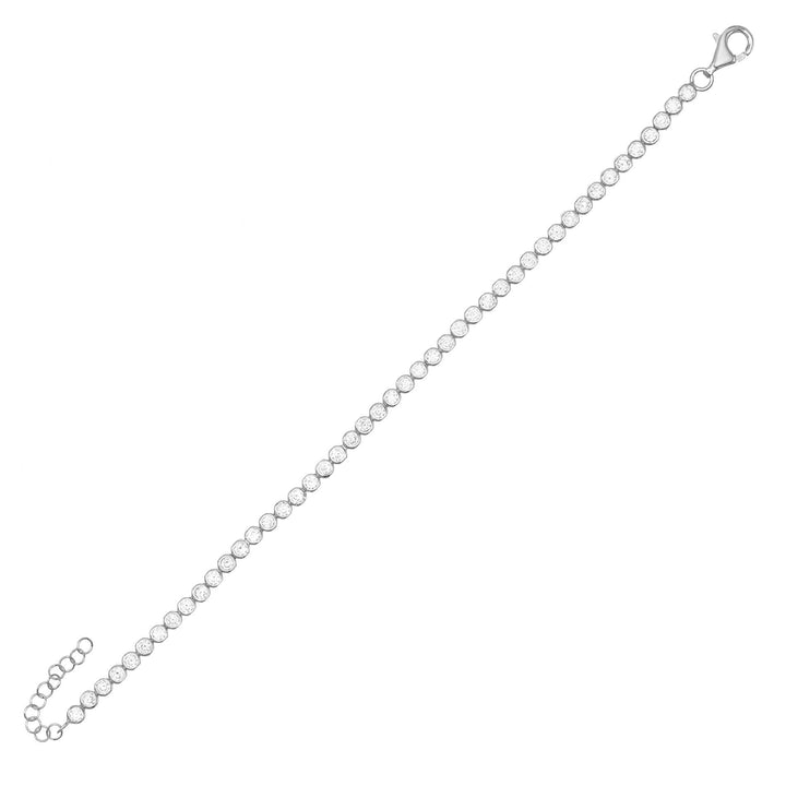 Silver / Adjustable Clasp Bezel Adjustable Tennis Bracelet - Adina Eden's Jewels