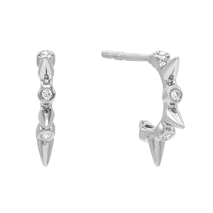  Diamond Bezel Spike Hoop Earring 14K - Adina Eden's Jewels