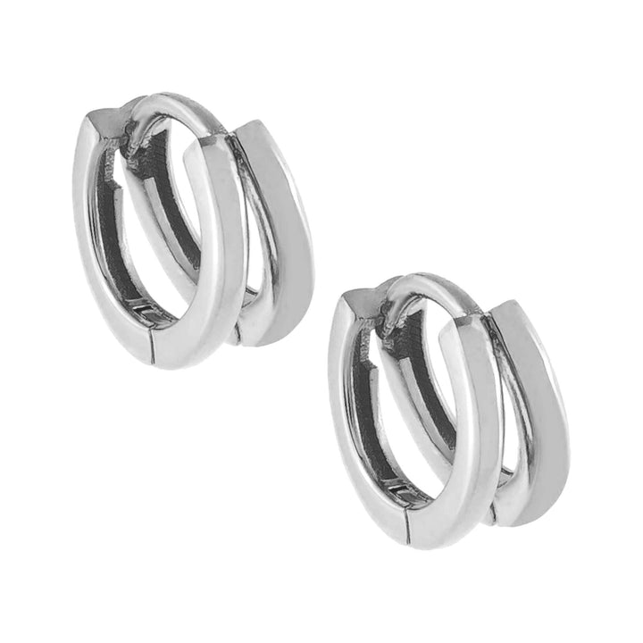 Silver Tiny Solid Double Huggie Earring - Adina Eden's Jewels