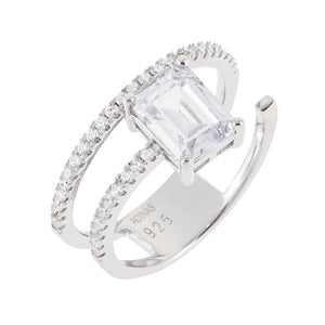 Silver / 7 Emerald Stone Wrap Pavé Ring - Adina Eden's Jewels