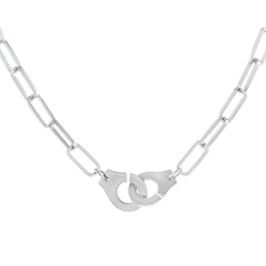 Silver Handcuff Link Necklace - Adina Eden's Jewels