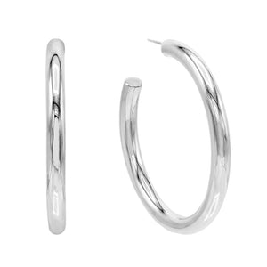 Silver / 50 MM Large Hollow Hoop Earring - Adina Eden's Jewels