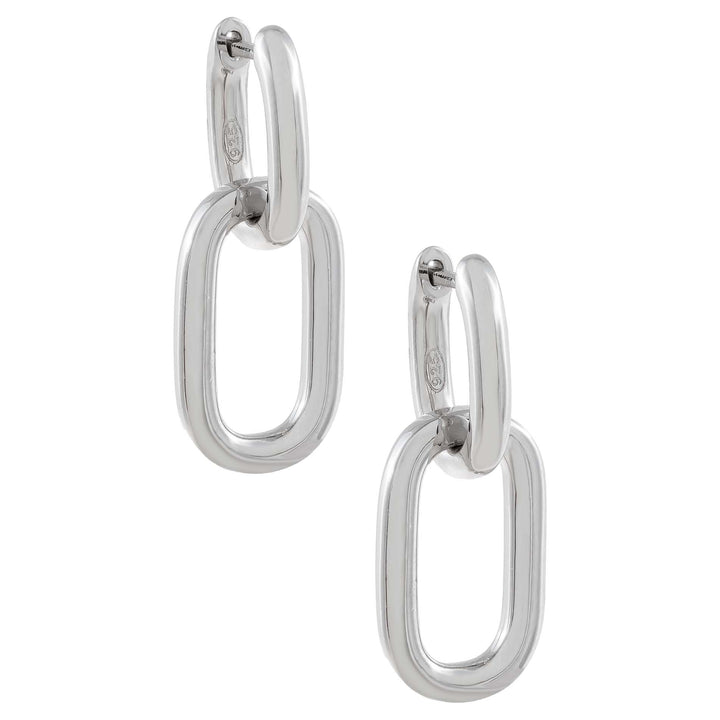 Silver Oval Link Drop Huggie Earring - Adina Eden's Jewels