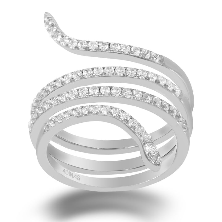 Silver / 6 Pavé Spiral Ring - Adina Eden's Jewels
