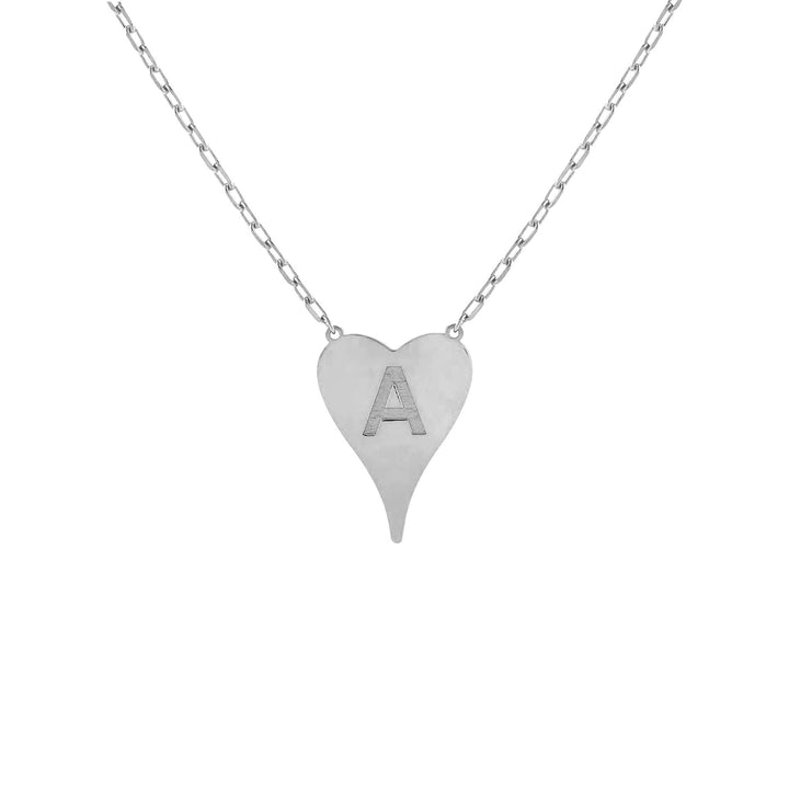 Silver / H Initial Heart Link Necklace - Adina Eden's Jewels