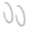 Silver Baguette Large Open Hoop Earring - Adina Eden's Jewels
