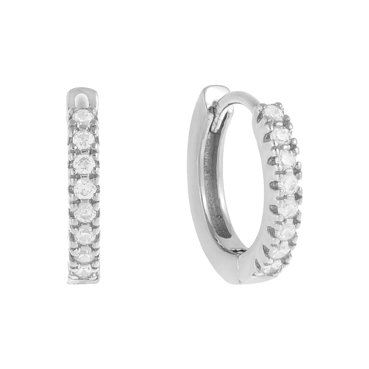 Silver / 12 MM CZ Mini Huggie Earring - Adina Eden's Jewels