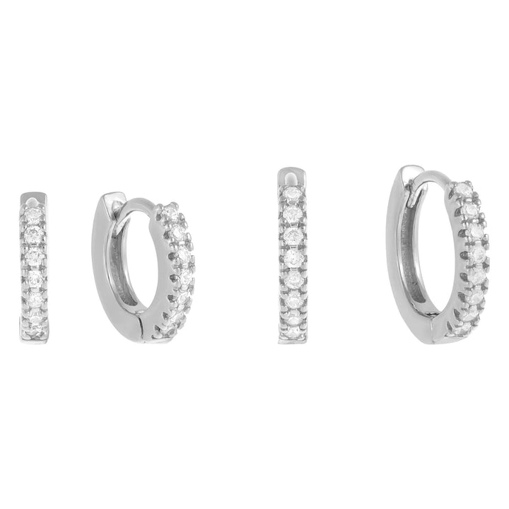 Silver CZ Mini Huggie Earring Combo Set - Adina Eden's Jewels