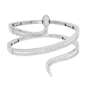 Silver Snake Baguette Cuff - Adina Eden's Jewels