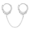 Silver / Single CZ Handcuff Chain Huggie Earring - Adina Eden's Jewels