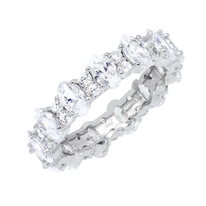 Silver / 6 Round X Oval Eternity Band - Adina Eden's Jewels