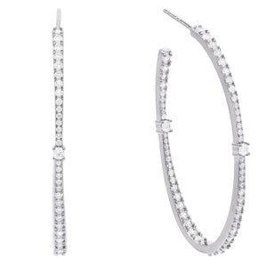 Silver Thin CZ Hoop Earring - Adina Eden's Jewels