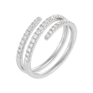 14K White Gold / 6.5 Diamond Triple Row Ring 14K - Adina Eden's Jewels