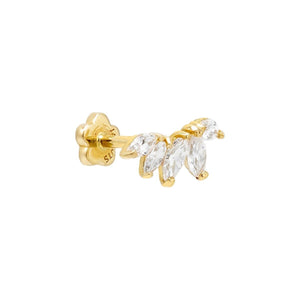 14K Gold / Single Marquise Threaded Stud Earring 14K - Adina Eden's Jewels