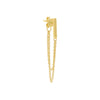 Gold / Single Solid Bar Front Back Multi Chain Stud Earring - Adina Eden's Jewels