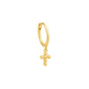 Gold / Single Solid Beaded Dangling Cross Huggie Earring - Adina Eden's Jewels