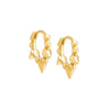 Gold / Pair Solid Beaded Triple Spike Huggie Earring - Adina Eden's Jewels