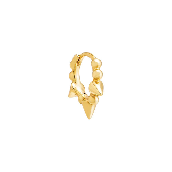 Gold / Single Solid Beaded Triple Spike Huggie Earring - Adina Eden's Jewels