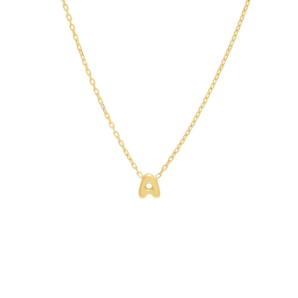 Gold / A Solid Bubble Letter Initial Necklace - Adina Eden's Jewels