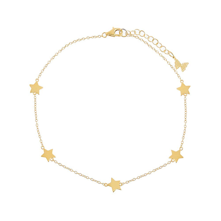 Gold Solid Multi Star Anklet - Adina Eden's Jewels