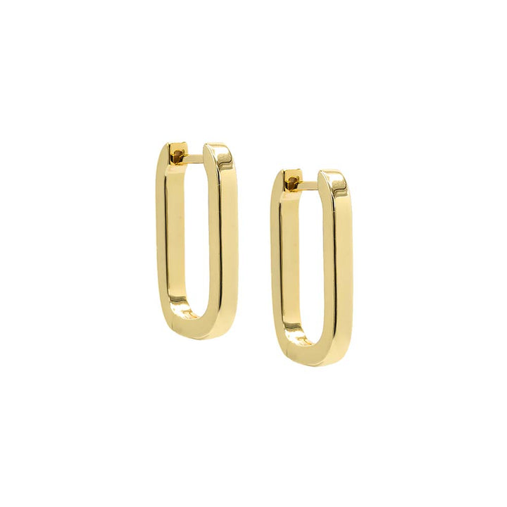 Gold / Pair Solid U-Shape Huggie Earring - Adina Eden's Jewels
