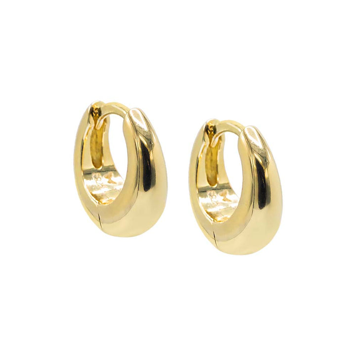 Gold / Pair Solid Wide Graduated Huggie Earring - Adina Eden's Jewels
