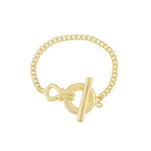 Gold / 6 Solid Chain Toggle Ring - Adina Eden's Jewels