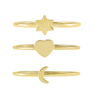  Solid Charms Ring Set - Adina Eden's Jewels