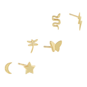 Combo Solid Mismatched Stud Earring Combo Set - Adina Eden's Jewels