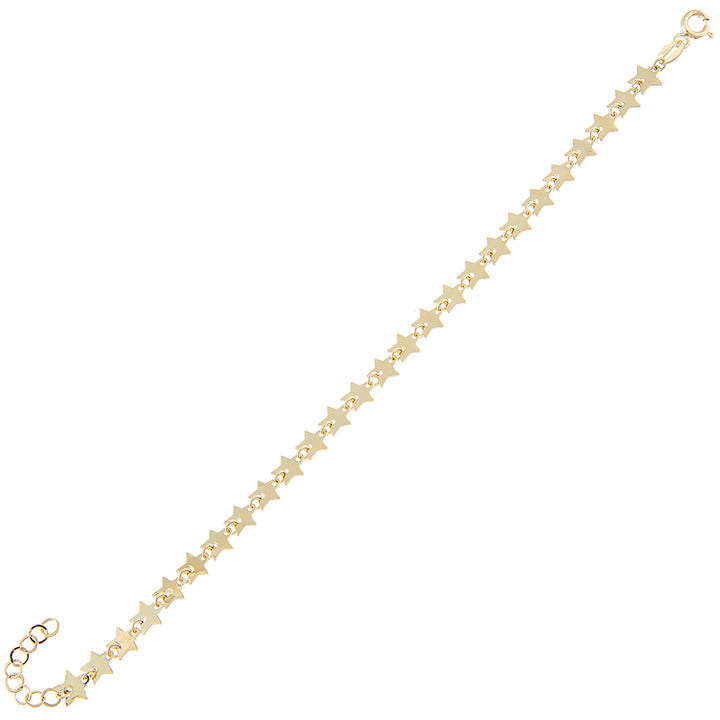 14K Gold Solid Multi Star Bracelet 14K - Adina Eden's Jewels